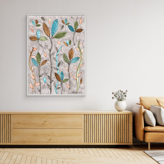 Leafy Pastel - Framed Canvas Giclée Print