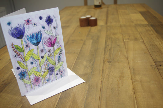 Brighten someone's day with this beautiful card. There's something about the mix of lime, lilac, purple and blue that makes one feel happy, calm and relaxed.