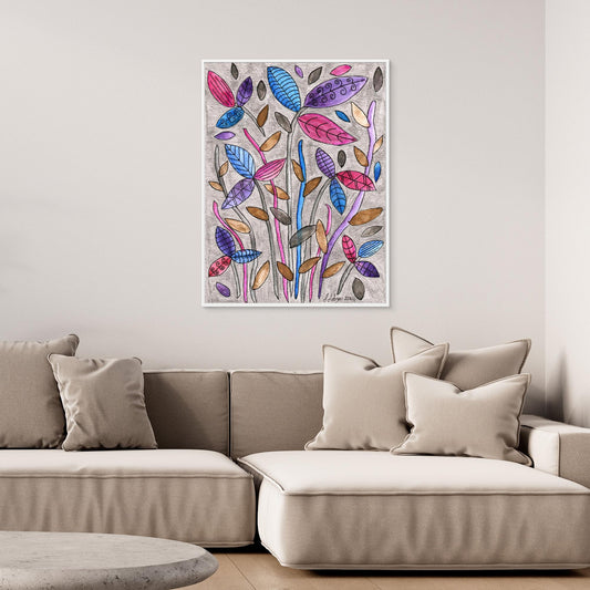 Leafy Bright - Framed Canvas Print