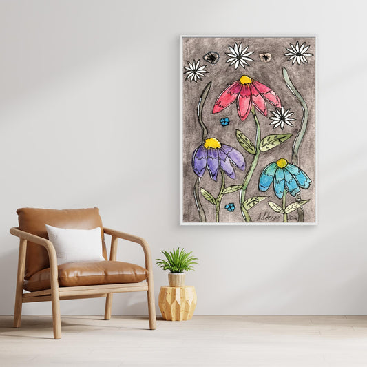 Echinacea - Framed Canvas Giclée Print
