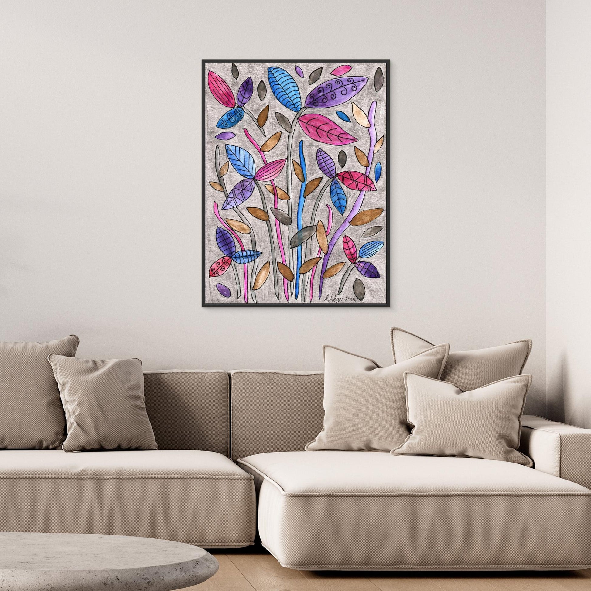 Leafy Bright - Framed Canvas Print