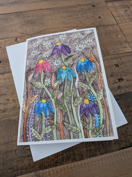 Greeting Card - Echinacea and Daisy