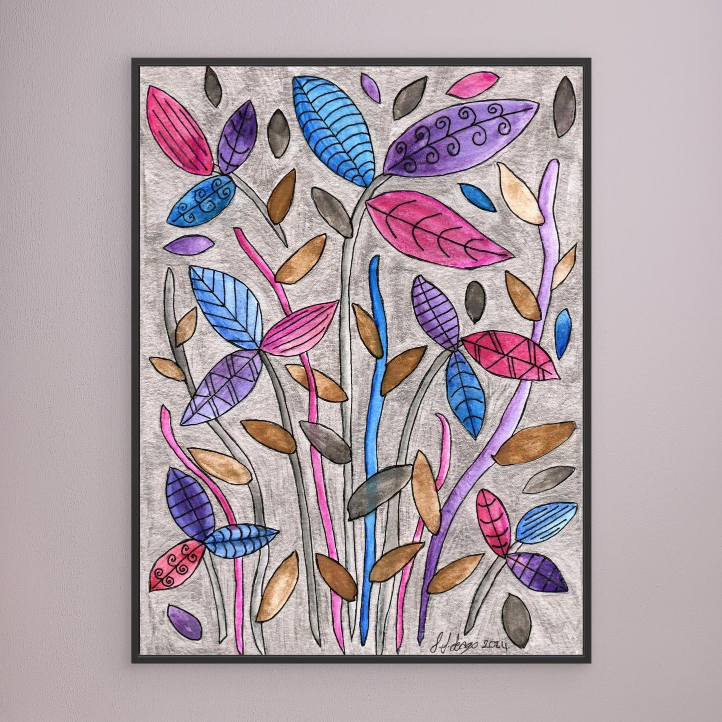 Leafy Bright - Framed Canvas Print