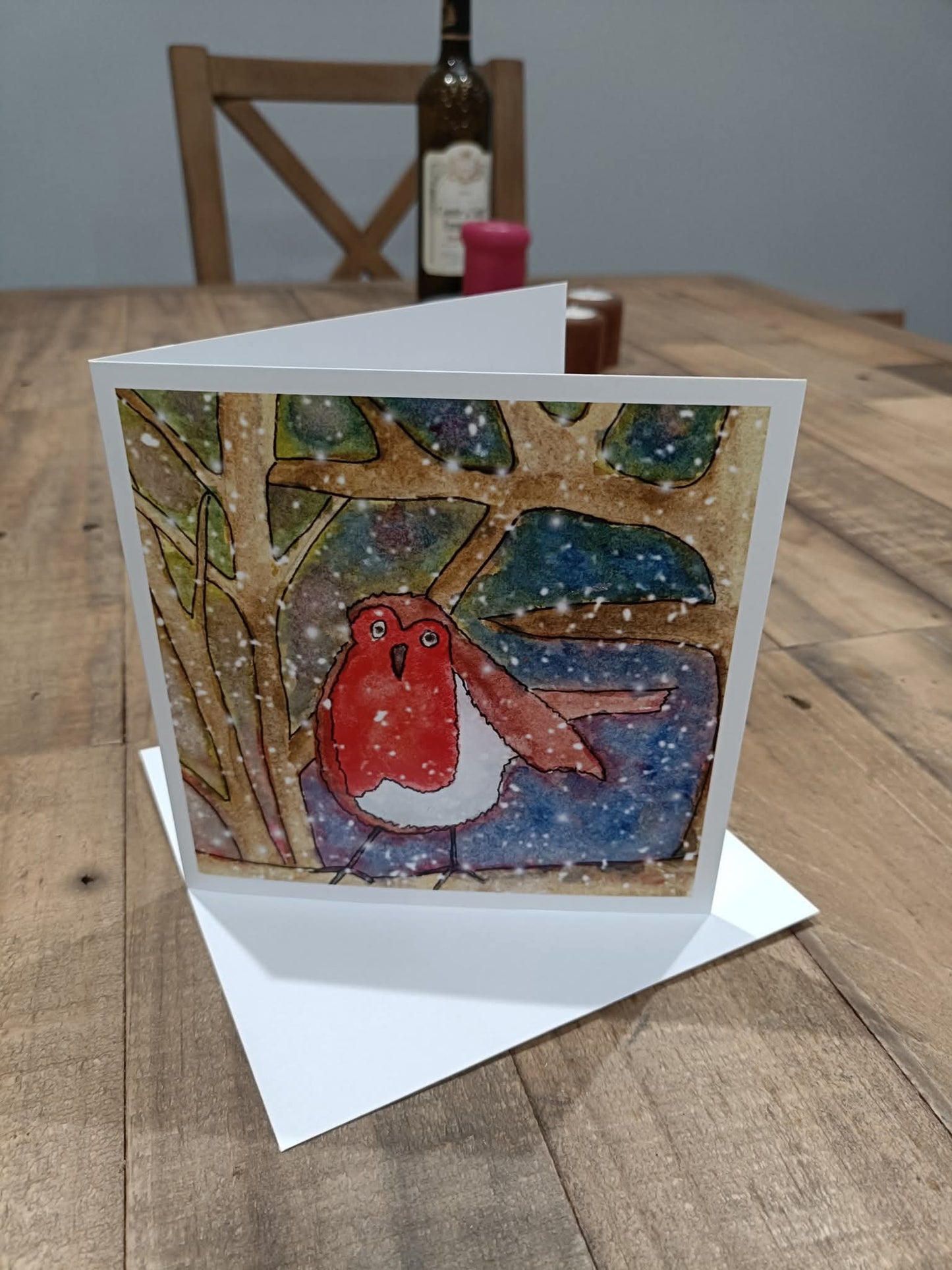 Set of 4 Robin Christmas Cards - Blank Inside