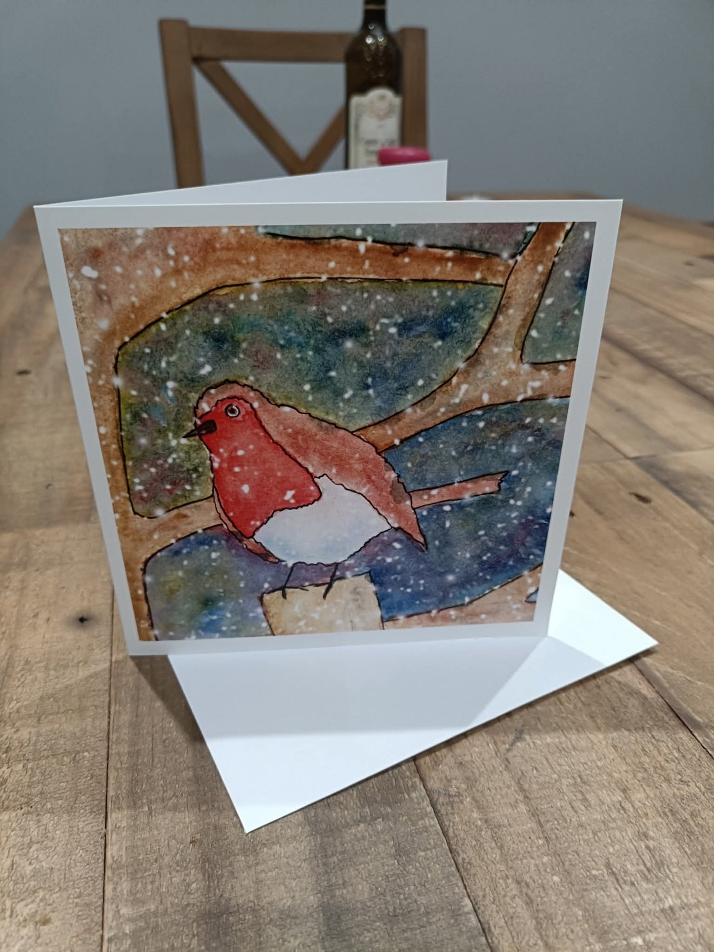 Set of 4 Robin Christmas Cards - Blank Inside