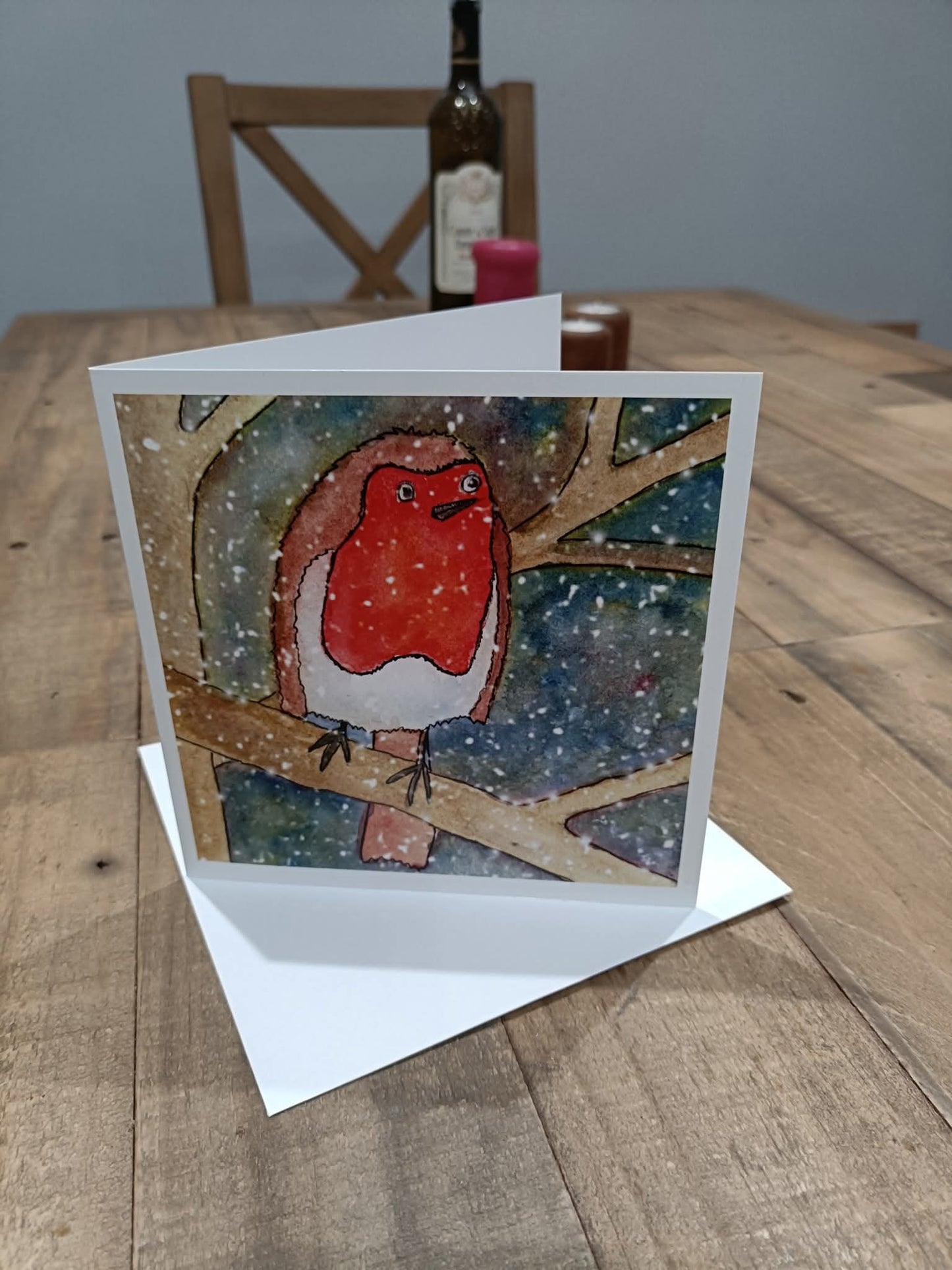 Set of 4 Robin Christmas Cards - Blank Inside
